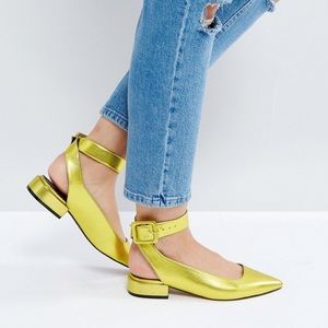 ASOS LIGHTHOUSE Metallic Pointed Ballet Flats
